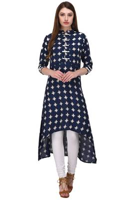 Blue printed rayon cotton-kurtis 1