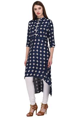 Blue printed rayon cotton-kurtis 3