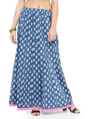 Geroo Jaipur Indigo Cotton magzi Cotton skirts 1
