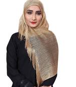 Golden Color Soft Plain Lace Work Hijab Dupatta Scarf For Women