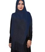 Blue Color Soft Plain Lace Work Hijab Dupatta Scarf For Women