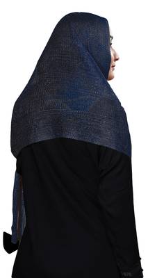 Blue Color Soft Plain Lace Work Hijab Dupatta Scarf For Women 4