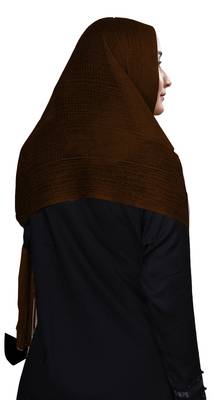 Coffee Color Soft Plain Lace Work Hijab Dupatta Scarf For Women 4