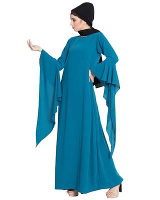 Blue Nida Plain Abaya 2