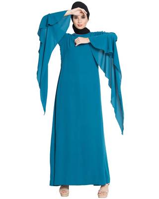 Blue Nida Plain Abaya 3