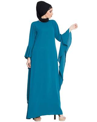 Blue Nida Plain Abaya 4