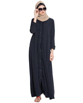Navy Blue kashibo Plain Abaya 1