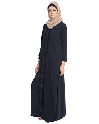 Navy Blue kashibo Plain Abaya 2