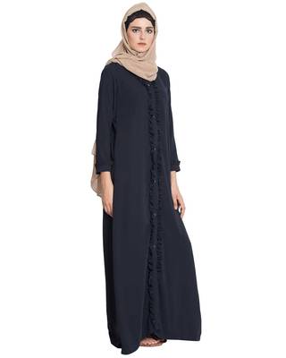 Navy Blue kashibo Plain Abaya 3