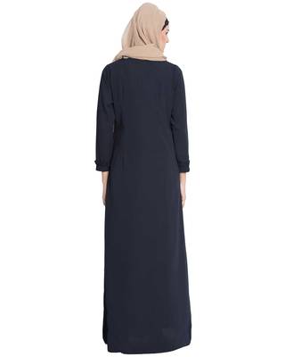 Navy Blue kashibo Plain Abaya 4