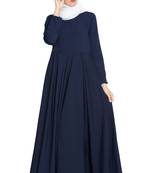 Navy Blue Polytwill Plain Abaya for Women