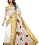 White printed tissue saree with blouse