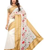 White printed tissue saree with blouse