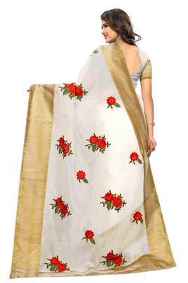 White printed tissue saree with blouse 2