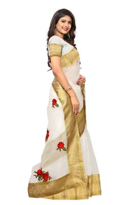 White printed tissue saree with blouse 3