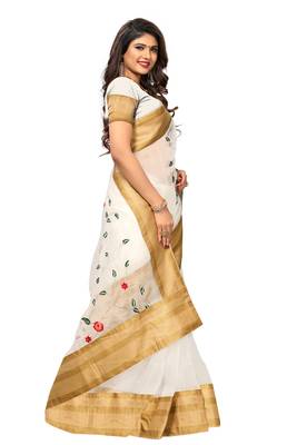 White printed tissue saree with blouse 3
