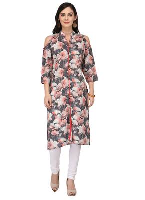 Multicolor Cotton Silk Designer Long Party Wear Kurti 1
