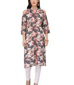 Multicolor Cotton Silk Designer Long Party Wear Kurti