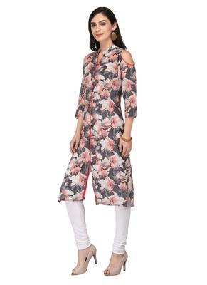 Multicolor Cotton Silk Designer Long Party Wear Kurti 2