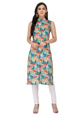 Multicolor Cotton Silk Designer Long Party Wear Kurti 1
