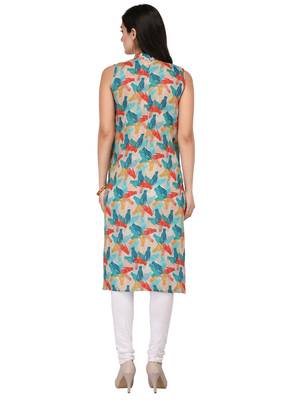 Multicolor Cotton Silk Designer Long Party Wear Kurti 3