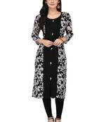 Black Cotton Silk Designer Long Party Wear Kurti