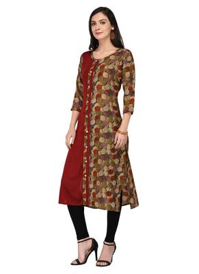 Multicolor Cotton Silk Designer Long Party Wear Kurti 2