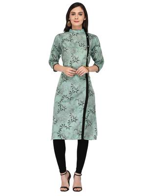 Sky Blue Cotton Silk Designer Long Party Wear Kurti 1