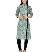 Sky Blue Cotton Silk Designer Long Party Wear Kurti