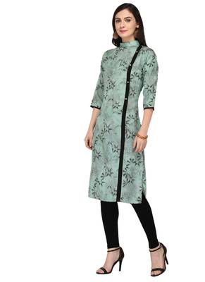 Sky Blue Cotton Silk Designer Long Party Wear Kurti 2
