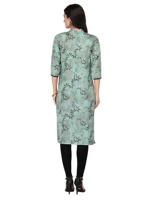 Sky Blue Cotton Silk Designer Long Party Wear Kurti 3