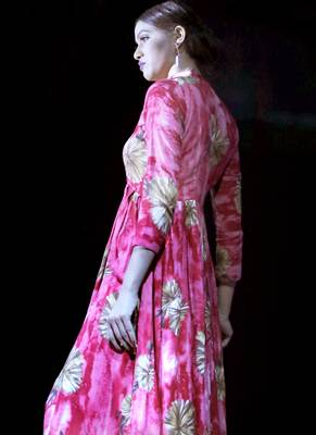 Pink Rayon Designer Long Party Wear Kurti 3