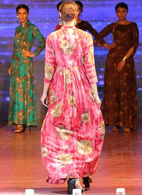 Pink Rayon Designer Long Party Wear Kurti 5