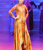 Orange Rayon Designer Long Party Wear Kurti