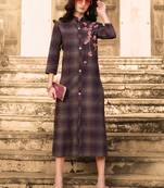 Brown Cotton Designer Long Party Wear Kurti