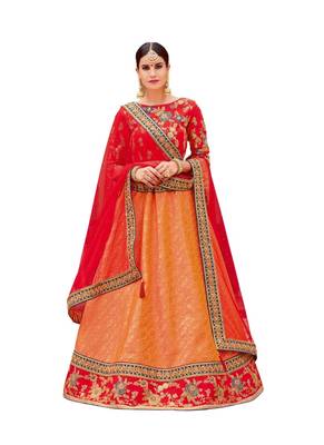 Orange Color Embroidered Designer Lehenga Choli 1