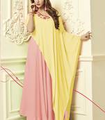 Pink Rayon Designer Long Party Wear Kurti