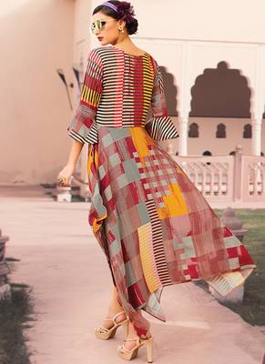 Multicolor Rayon Designer Long Party Wear Kurti 2