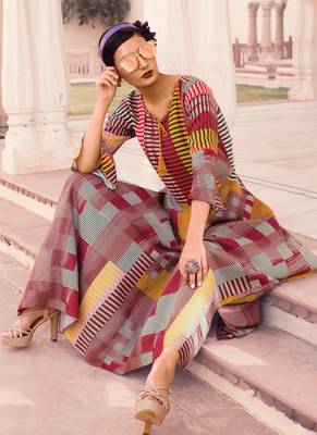 Multicolor Rayon Designer Long Party Wear Kurti 3