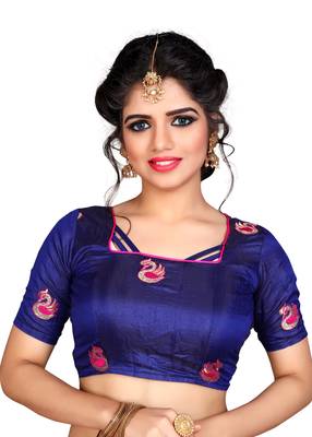 Women's Pink Silk Embroidered Two Tone Saree With Contrast Color Blouse 2