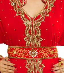 Red Modern Islamic Arabic Kaftan Dress For Weddin Gown Party Wear Dress