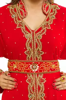 Red Modern Islamic Arabic Kaftan Dress For Weddin Gown Party Wear Dress