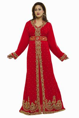 Red Modern Islamic Arabic Kaftan Dress For Weddin Gown Party Wear Dress 1