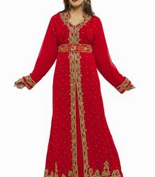 Red Modern Islamic Arabic Kaftan Dress For Weddin Gown Party Wear Dress
