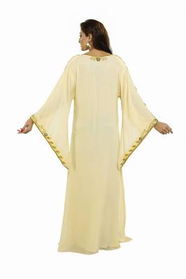 Cream  Moroccan Kaftan Islamic Moroccan Jalabiya Dress 2