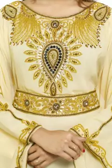 Cream  Moroccan Kaftan Islamic Moroccan Jalabiya Dress