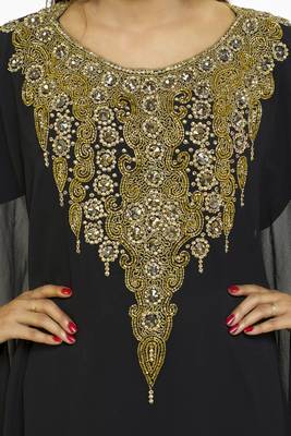Black New Moroccan Arabic Islamic Party Wear Party Dress For Women 3