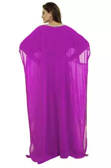 Purple Royal  Moroccan Beautiful Zari Work Jilbab Jalabiya Kaftan Dress