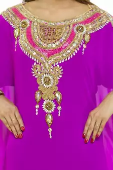 Purple Royal  Moroccan Beautiful Zari Work Jilbab Jalabiya Kaftan Dress