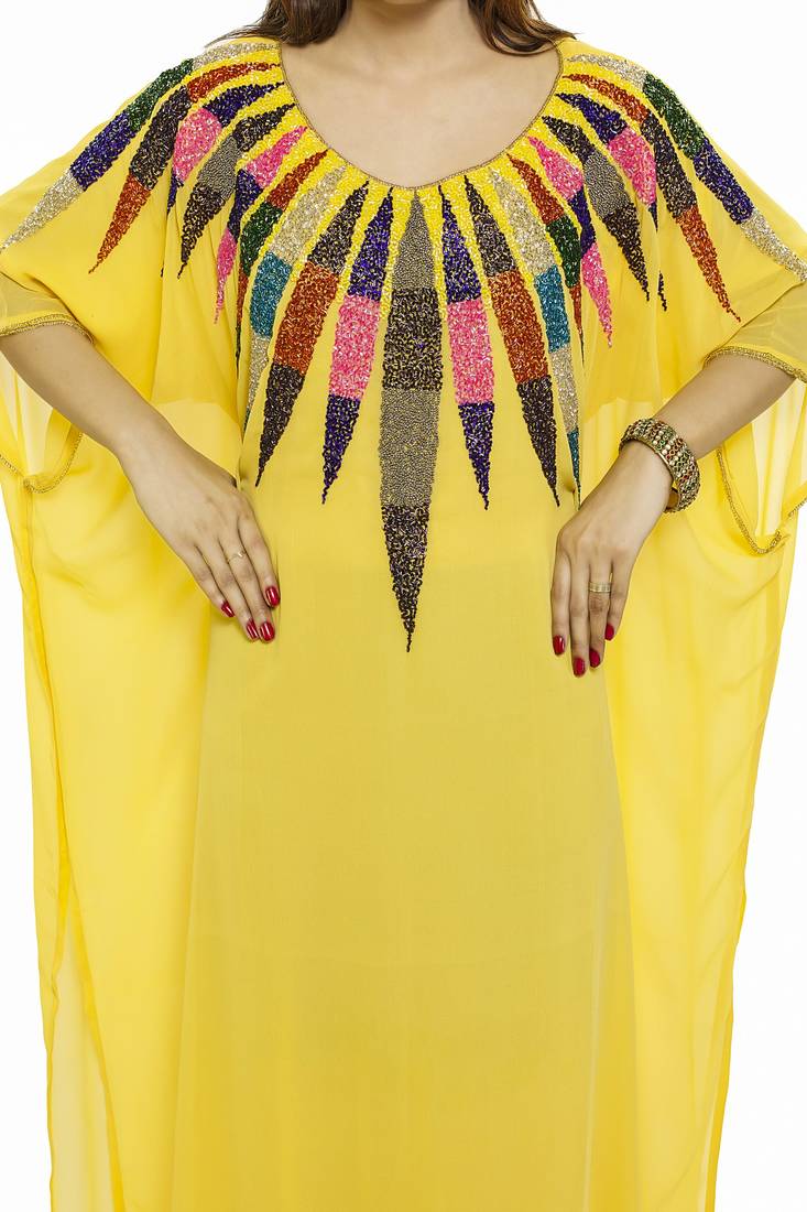 Yellow New Hand Embroidery Work By Al Mehraan Fashion For Women Gown
